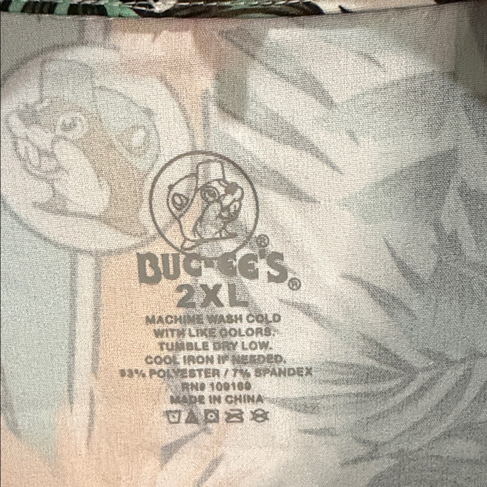 Buc-ee’s Men's Short-Sleeve Tropical Button-Down Shirt - Orange & Teal 2X - Picture 2 of 6